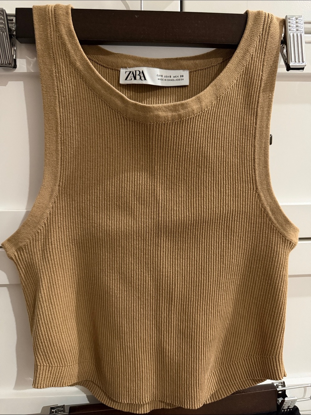 ZARA Ribbed Crop Tank in Tan - Picture 2 of 7